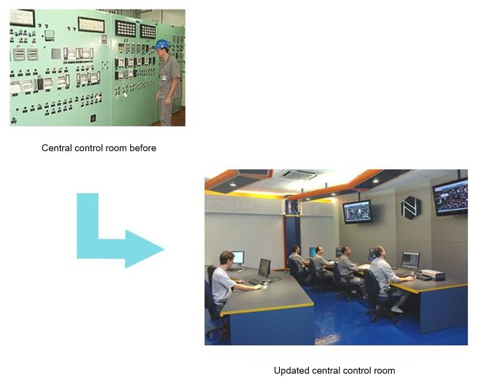 The central control room before / The central control room today